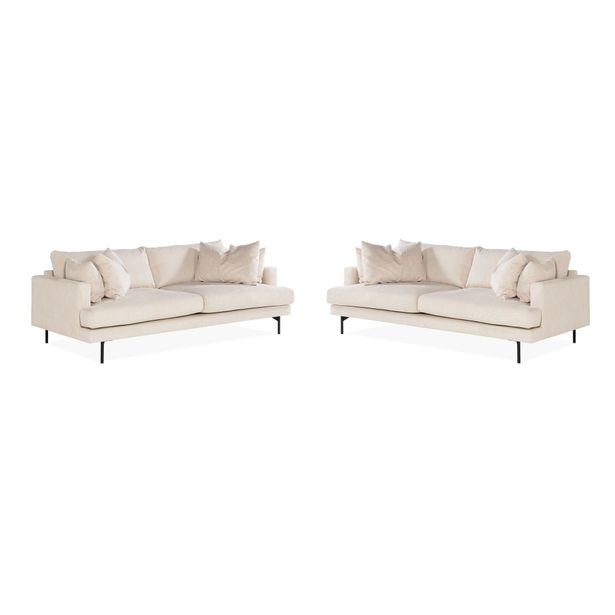 Sohvaryhmä Menard, 4-istuttava + 4-istuttava Manchestersohva, beige (00783)