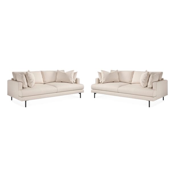 Sohvaryhmä Menard, 4-istuttava + 4-istuttava, syvä kangassohva, beige (00785)