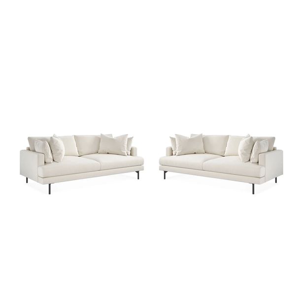 Sohvaryhmä Menard, syvä samettisohva, 4-istuttava + 4-istuttava, 225cm leveä, beige (00825)