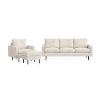 Sohvaryhmä Peppe, 3-istuttava sohva + nojatuoli + rahi, Manchester-kangas, beige (94277)