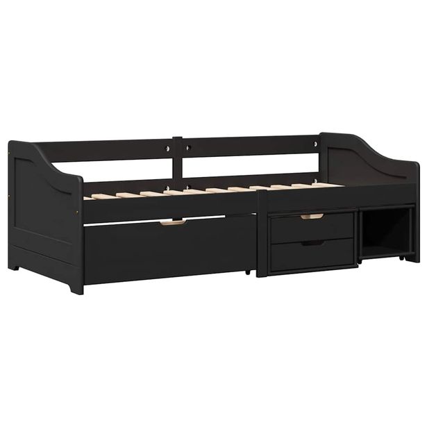 Sohvasänky 3 laatikolla ilman patjaa IRUN musta 90x200 cm (14684)