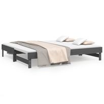 Sohvasänky ulosvedettävä harmaa 2x (80x200) cm täysi mänty (23386), Verkkokaupan poistotuote