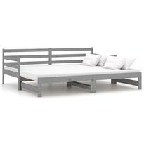 Sohvasänky ulosvedettävä harmaa täysi mänty 2x (90x200) cm (06957)
