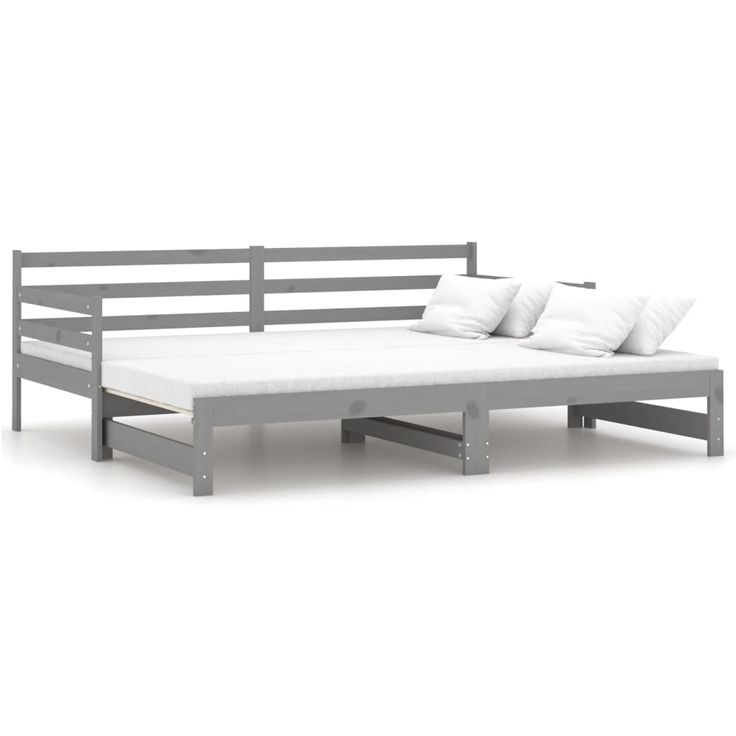 Sohvasänky ulosvedettävä harmaa täysi mänty 2x (90x200) cm (06957)