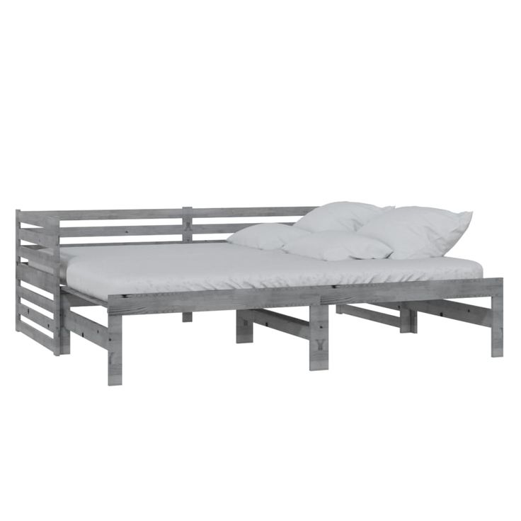 Sohvasänky ulosvedettävä harmaa täysi mänty 2x (90x200) cm (06967)