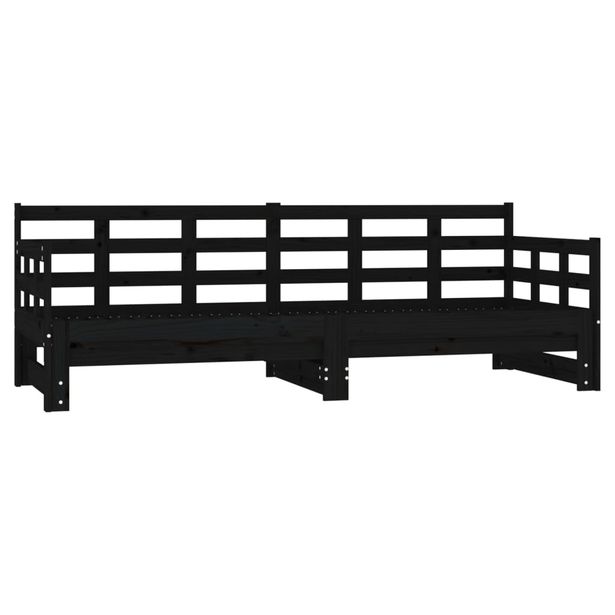 Sohvasänky ulosvedettävä musta täysi mänty 2x (80x200) cm (20381)