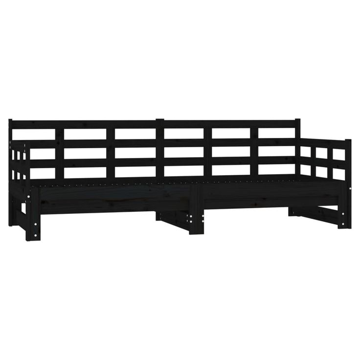 Sohvasänky ulosvedettävä musta täysi mänty 2x (80x200) cm (20381)