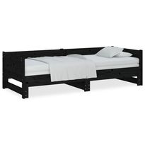 Sohvasänky ulosvedettävä musta täysi mänty 2x (90x200) cm (20256)