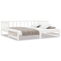 Sohvasänky ulosvedettävä valkoinen 2x (90x200) cm täysi mänty (33094)