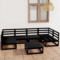 Sohvasarja ulkokäyttöön, mänty, musta, 7 osaa