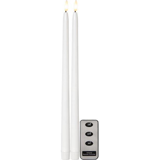 LED-antiikkikynttilä Star Trading Flamme Slim, 38cm, 2kpl, valkoinen