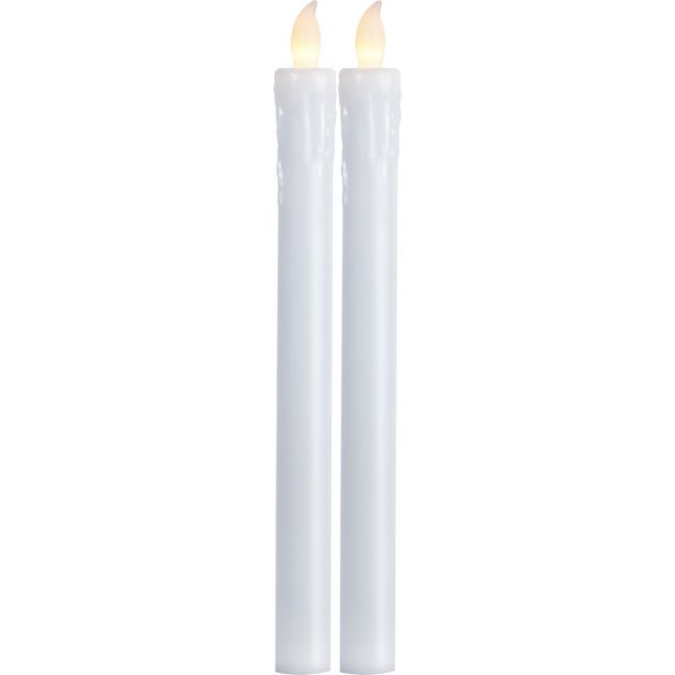 LED-antiikkikynttilä Star Trading Presse, 25cm, 2kpl, valkoinen