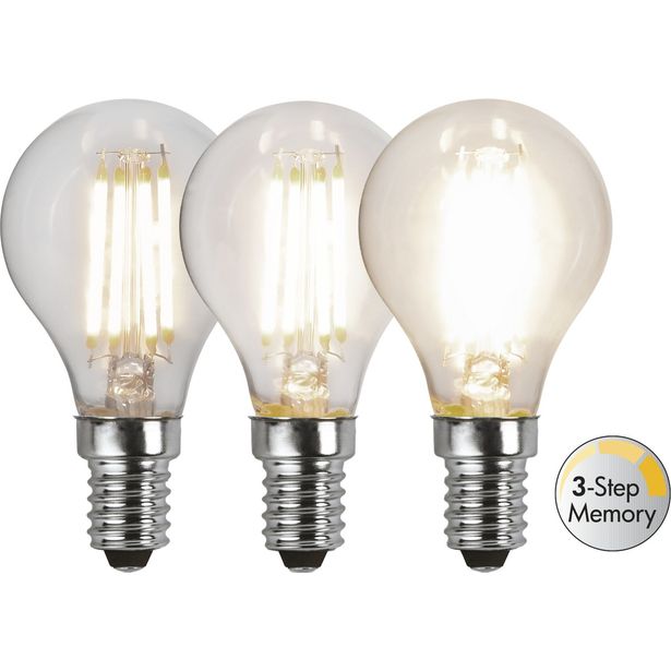 LED-lamppu Star Trading Clear Filament 3-step 354-91-1, Ø45x83mm, E14, P45, 4.2W, 3000K