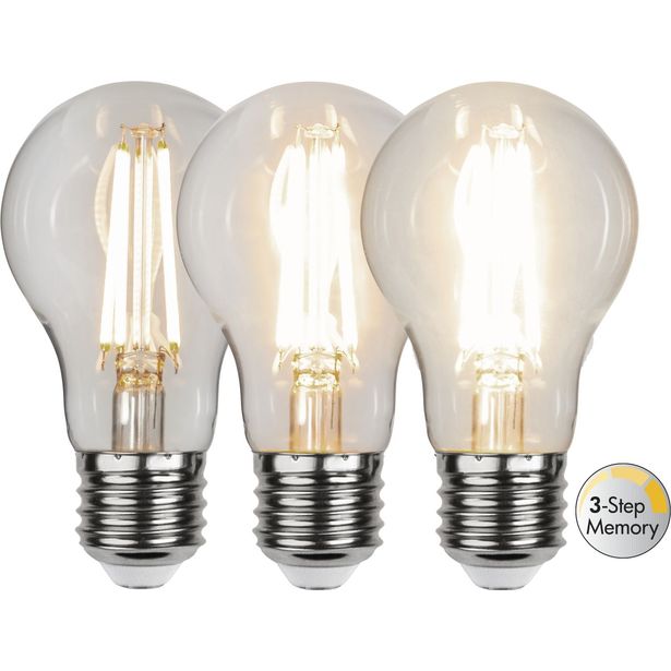LED-lamppu Star Trading Clear Filament 3-step 354-94-1, Ø60x107mm, E27, A60, 6.5W, 3000K