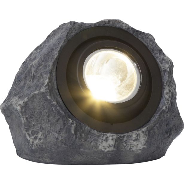 Aurinkokennokoristevalaisin Star Trading Rocky, 20cm, harmaa