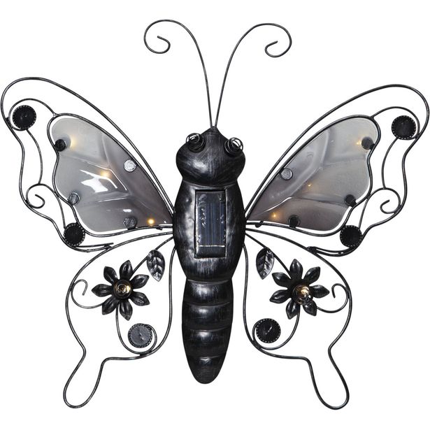 Aurinkokennokoristevalaisin Star Trading Butterfly, 39cm, musta