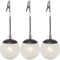 Aurinkokennokoristevalaisin Star Trading Globe, musta/kirkas, 3kpl