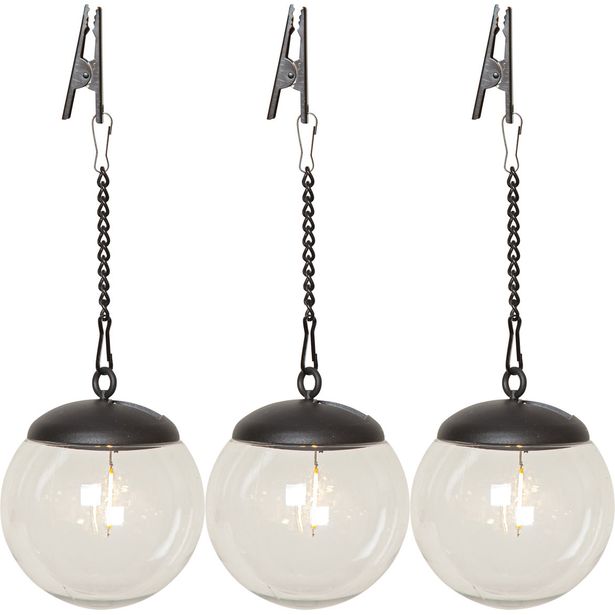 Aurinkokennokoristevalaisin Star Trading Globe, musta/kirkas, 3kpl