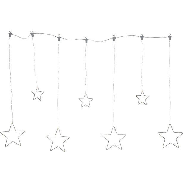LED-valoverho Star Trading Dew Drop Stars, 120x80cm, hopea