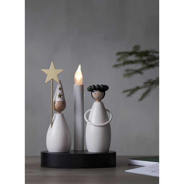 Kynttelikkö Star Trading Christmas Joy Lucia, 16x10x21cm, valkoinen