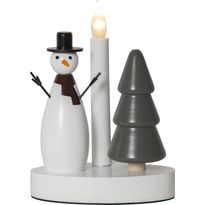 Kynttelikkö Star Trading Christmas Joy Snowman, 16x10x21cm, valkoinen