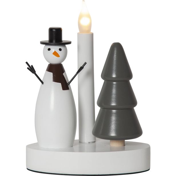 Kynttelikkö Star Trading Christmas Joy Snowman, 16x10x21cm, valkoinen