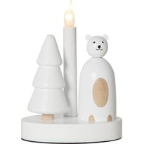Kynttelikkö Star Trading Christmas Joy Polar Bear, 33x9x22cm, valkoinen