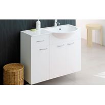Allas ja allaskaappi Susa 900, 900x320/390, valkoinen, oikea, sileäovi, sivukaappi yhdellä laatikolla