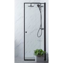 Suihkuovi Bathlife Profil 700x2000mm, kirkas lasi, musta