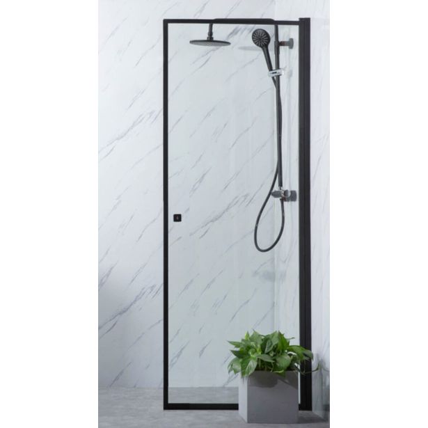 Suihkuovi Bathlife Profil 700x2000mm, kirkas lasi, musta