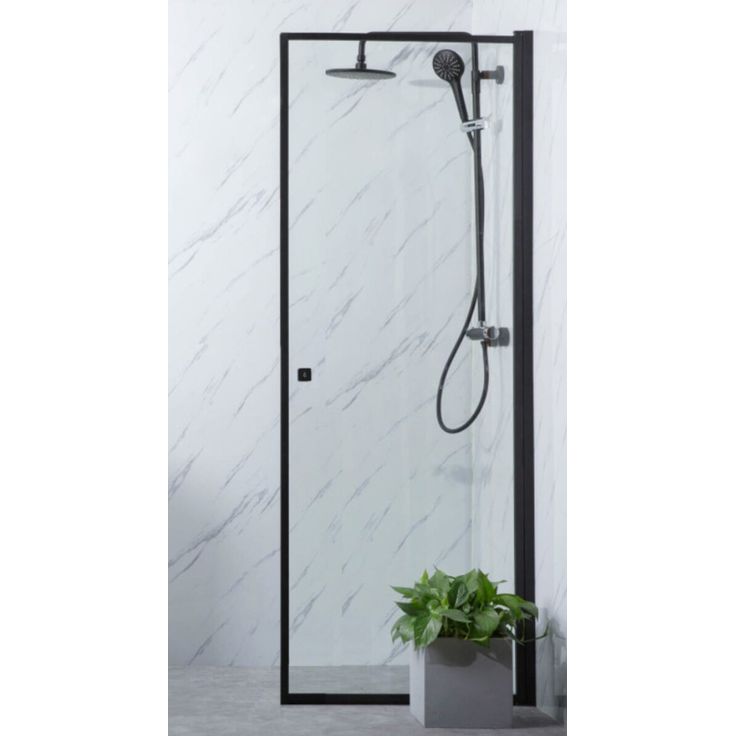 Suihkuovi Bathlife Profil 700x2000mm, kirkas lasi, musta