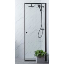 Suihkuovi Bathlife Profil 800x2000mm, kirkas lasi, musta