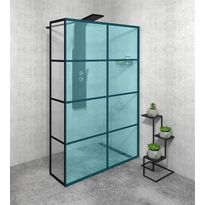 Suihkuseinä Interia Cure Black 2000x350mm, musta, Verkkokaupan poistotuote