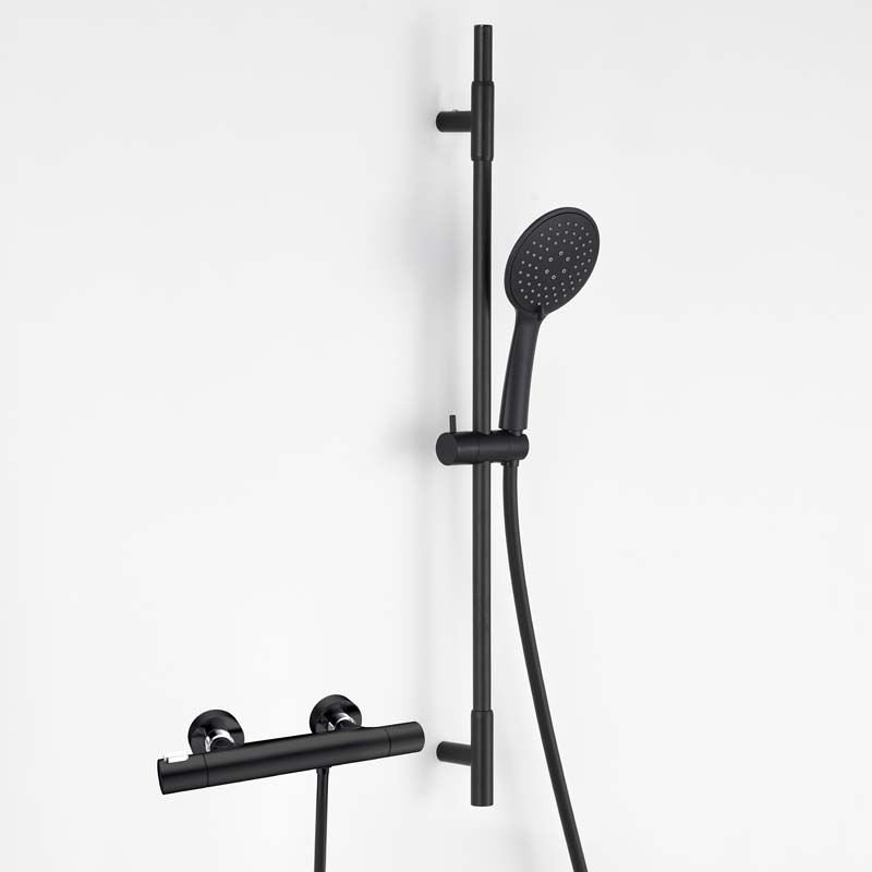 Suihkusetti Bathlife Pärla, Brusa-termostaattihanalla, matta musta