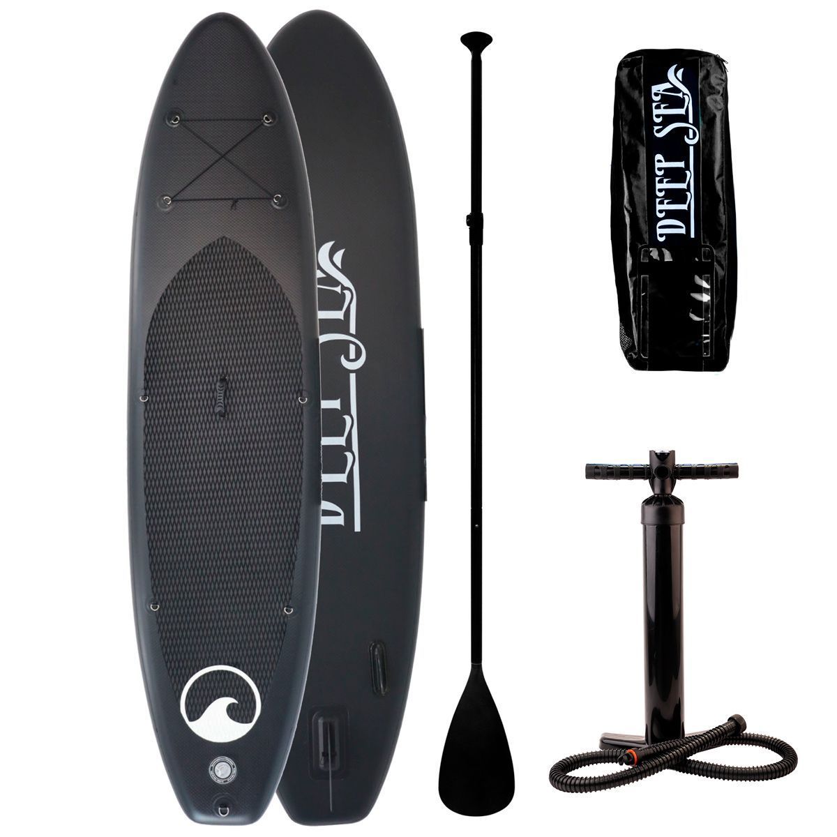 SUP-lautasetti Deep Sea XXL, ilmatäytteinen, 330cm, 15 PSI, musta-valkoinen