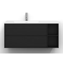 Allaskaappi Svedbergs Epos, 100x45cm, vasen, 2 ltk, jalusi, musta saarni, push-open