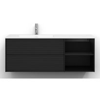 Allaskaappi Svedbergs Epos, 120x45cm, vasen, 2+0 ltk, jalusi, musta saarni, push-open