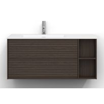 Allaskaappi Svedbergs Epos, 100x45cm, vasen, 2 ltk, jalusi, tumma saarni, push-open