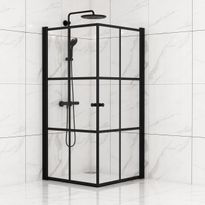 Suihkunurkka Sunwind Tiana Black, 900x900x1900mm, kaksi ovea, kirkas lasi, musta profiili