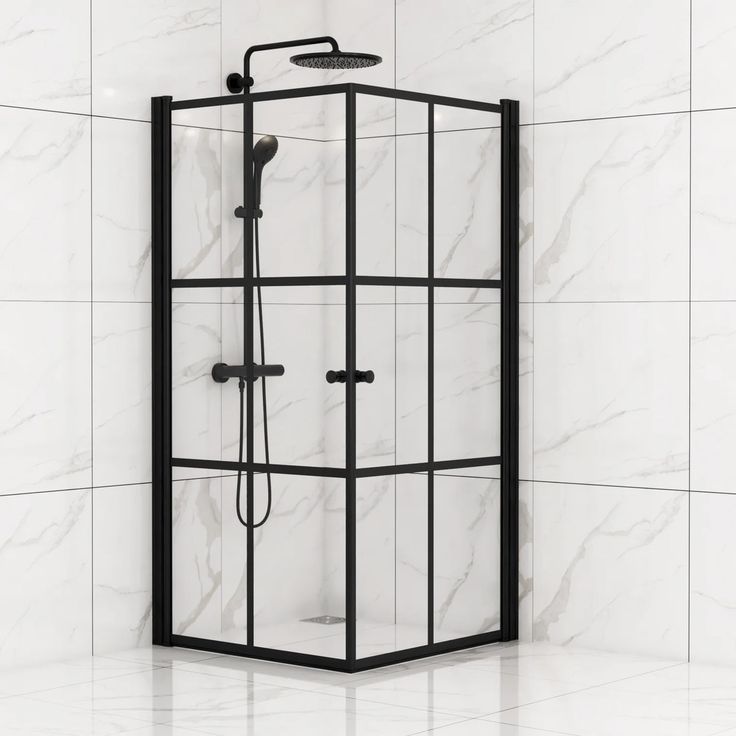 Suihkunurkka Sunwind Tiana Black, 900x900x1900mm, kaksi ovea, kirkas lasi, musta profiili