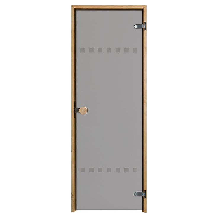 Saunan lasiovi Swedoor Serenity Pisara 8x19 symm silkkipainettu lasi harmaa mäntykarmi