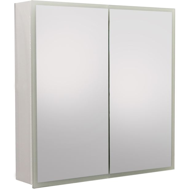 Peilikaappi LED-valaisimella Tammiholma Parma, 600x600 mm, pistorasia ja vikavirtasuoja, valkoinen, Verkkokaupan poistotuote