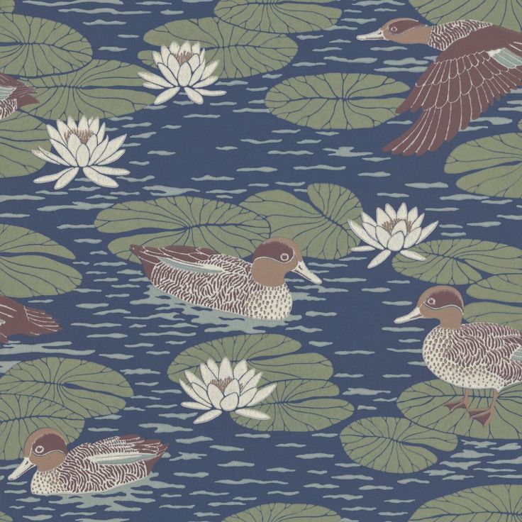 Tapetti Långelid/Von Brömssen Duck pond tummansininen 0.53x10.05m, non-woven