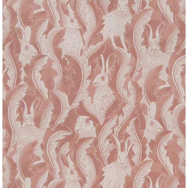 Tapetti Långelid/Von Brömssen Hares in hiding roosa 0.53x10.05m, non-woven