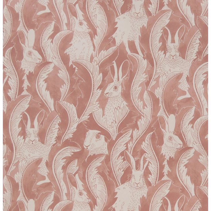 Tapetti Långelid/Von Brömssen Hares in hiding roosa 0.53x10.05m, non-woven