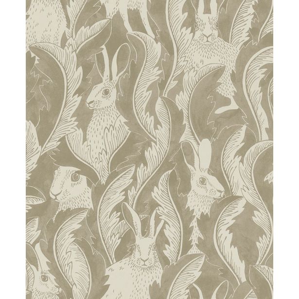 Tapetti Långelid/Von Brömssen Hares in hiding taupe 0.53x10.05m, non-woven