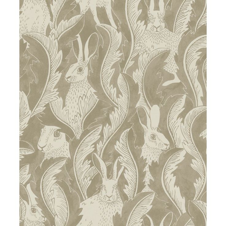 Tapetti Långelid/Von Brömssen Hares in hiding taupe 0.53x10.05m, non-woven