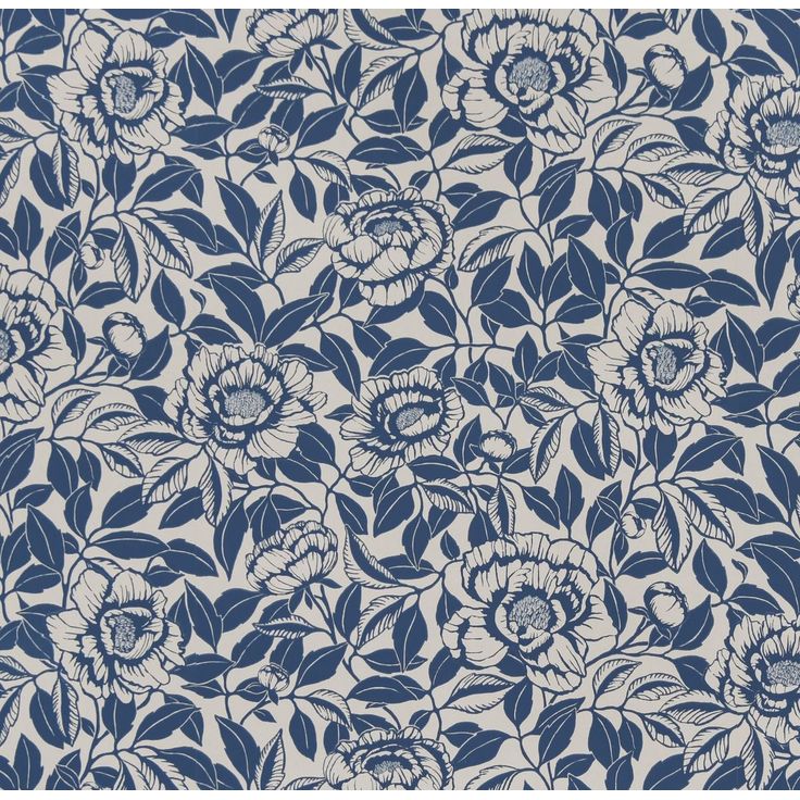 Tapetti Långelid/Von Brömssen My peony garden tummansininen 0.53x10.05m, non-woven