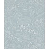 Tapetti Långelid/Von Brömssen Plenty more fish sininen 0.53x10.05m, non-woven