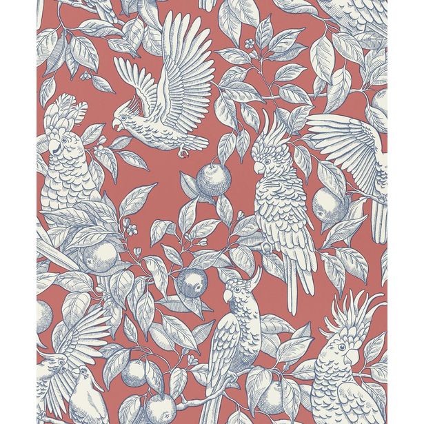 Tapetti Långelid/Von Brömssen Talk about cockatoos punainen 0.53x10.05m, non-woven